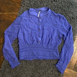 Free People Swiss Dot Smock Waist Top